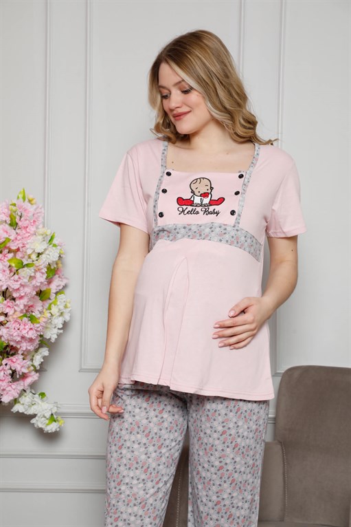 Akbeniz Kadın %100 Pamuklu Hamile Pijama Takımı 4505
