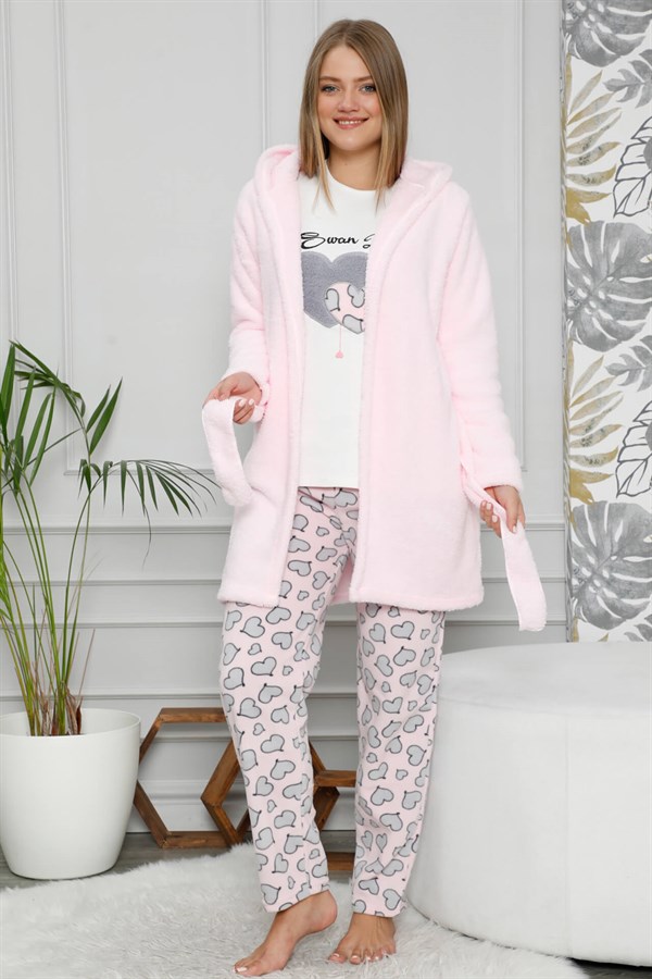Akbeniz Welsoft Polar Kadın 3'lü Pijama Takımı 8106