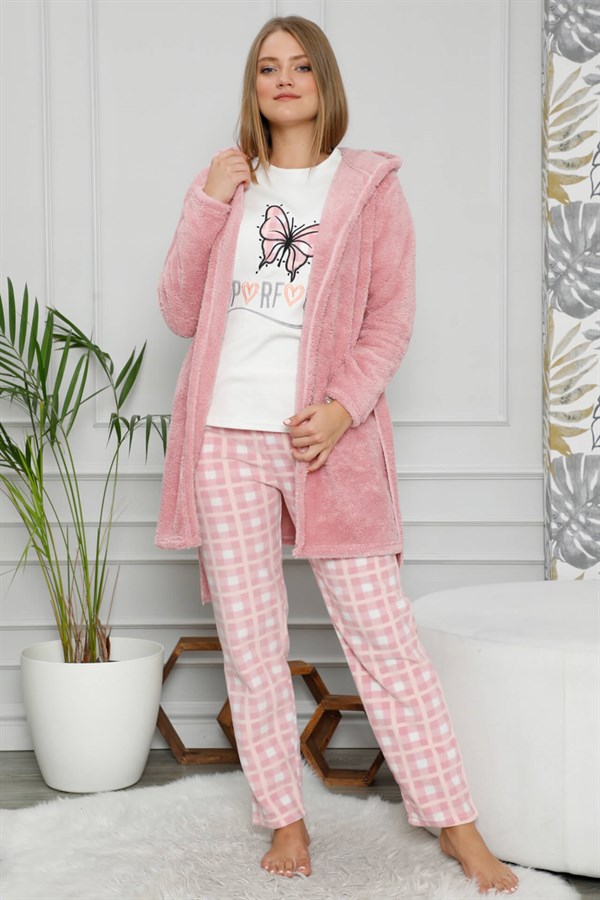 Akbeniz Welsoft Polar Kadın 3'lü Pijama Takımı 8110