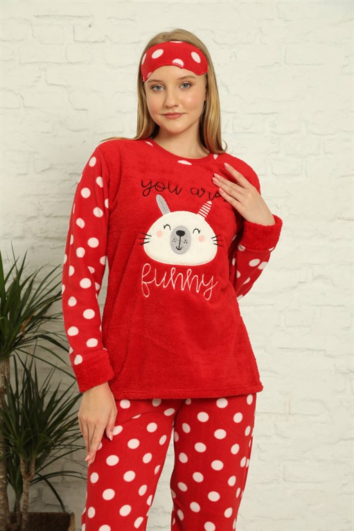 Akbeniz Welsoft Polar Kadın Manşetli Pijama Takımı 8401