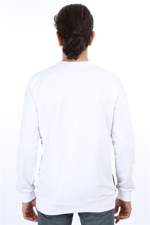 Akbeniz Erkek Beyaz Lacivert Sweatshirt 2753