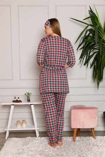 Akbeniz Kadın %100 Pamuk 3'lü Pijama Takım 1117