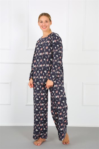Akbeniz Kadın %100 Pamuk Büyük Beden Pijama Takım 202169
