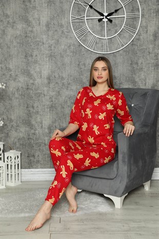 Akbeniz Kadın %100 Pamuk Penye Kısa Kol Pijama Takım 3311