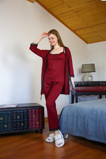 Akbeniz Kadın 3lü Sabahlık Pijama Takım 20595