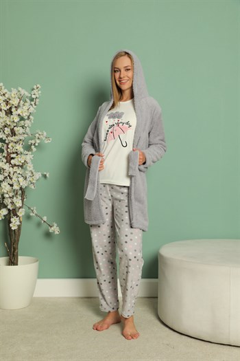 Akbeniz Welsoft Polar Kadın 3'lü Pijama Takımı 808002