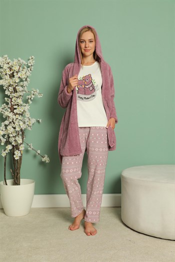 Akbeniz Welsoft Polar Kadın 3'lü Pijama Takımı 808004