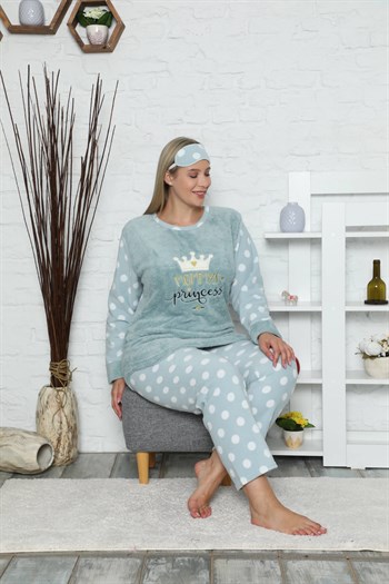 Akbeniz Welsoft Polar Kadın Büyük Beden Pijama Takımı 808018