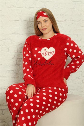 Akbeniz Welsoft Polar Kadın Büyük Beden Pijama Takımı 808011