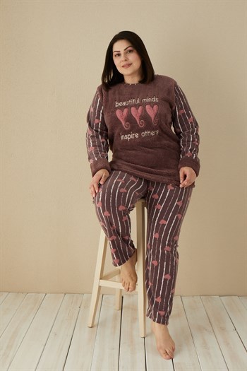 Akbeniz Welsoft Polar Kadın Büyük Beden Pijama Takımı 808037