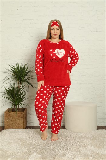 Akbeniz Welsoft Polar Kadın Büyük Beden Pijama Takımı 808011