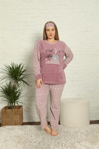 Akbeniz Welsoft Polar Kadın Büyük Beden Pijama Takımı 808014