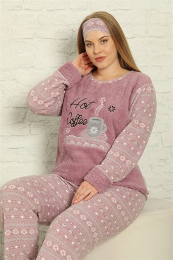 Akbeniz Welsoft Polar Kadın Büyük Beden Pijama Takımı 808014