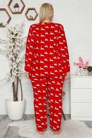 Akbeniz Welsoft Polar Kadın Büyük Beden Pijama Takımı 8116