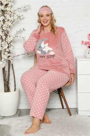 Akbeniz Welsoft Polar Kadın Büyük Beden Pijama Takımı 8115