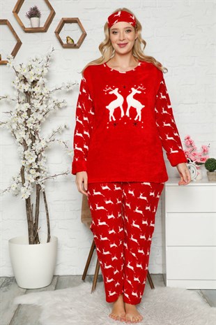 Akbeniz Welsoft Polar Kadın Büyük Beden Pijama Takımı 8116