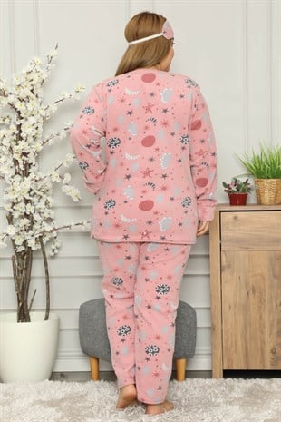 Akbeniz Welsoft Polar Kadın Büyük Beden Pijama Takımı 8113