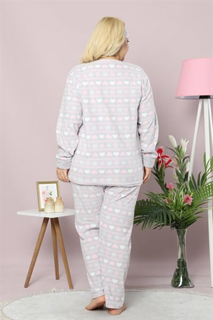 Akbeniz Welsoft Polar Kadın Büyük Beden Pijama Takımı 8070