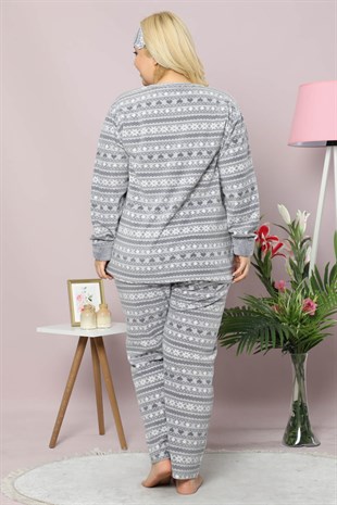 Akbeniz Welsoft Polar Kadın Büyük Beden Pijama Takımı 8071