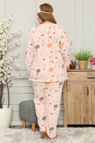Akbeniz Welsoft Polar Kadın Büyük Beden Pijama Takımı 8114