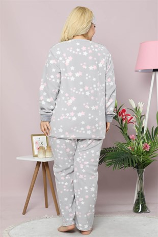 Akbeniz Welsoft Polar Kadın Büyük Beden Pijama Takımı 8073
