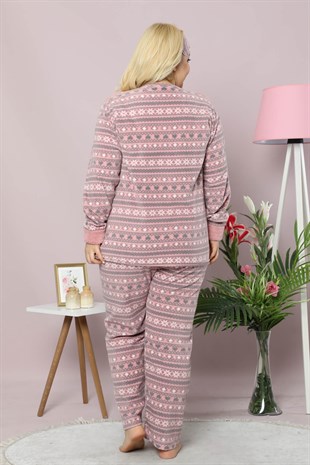 Akbeniz Welsoft Polar Kadın Büyük Beden Pijama Takımı 8072