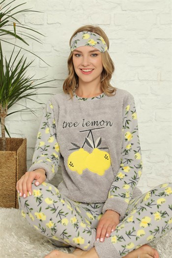 Akbeniz Welsoft Polar Kadın Manşetli Pijama Takımı 8429
