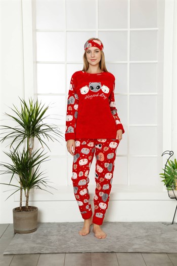 Akbeniz Welsoft Polar Kadın Manşetli Pijama Takımı 8405