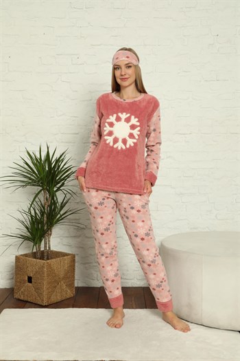 Akbeniz Welsoft Polar Kadın Manşetli Pijama Takımı 8422