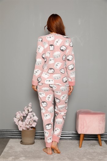 Akbeniz Welsoft Polar Kadın Manşetli Pijama Takımı 8451