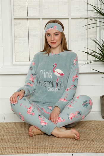 Akbeniz Welsoft Polar Kadın Manşetli Pijama Takımı 8452
