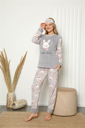 Akbeniz Welsoft Polar Kadın Manşetli Pijama Takımı 8416