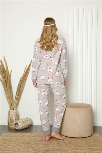 Akbeniz Welsoft Polar Kadın Manşetli Pijama Takımı 8416
