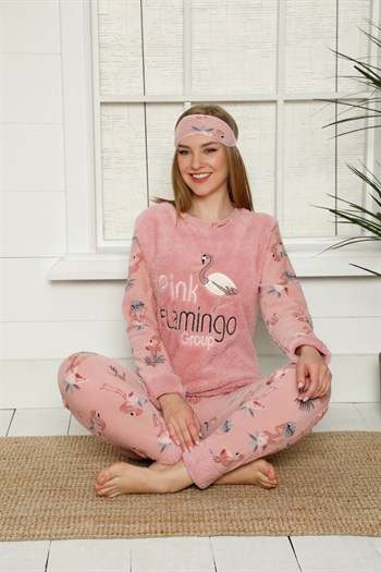 Akbeniz Welsoft Polar Kadın Manşetli Pijama Takımı 8453
