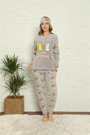 Akbeniz Welsoft Polar Kadın Manşetli Pijama Takımı 8426
