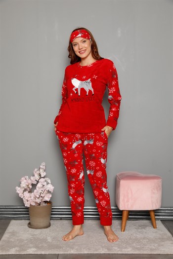 Akbeniz Welsoft Polar Kadın Manşetli Pijama Takımı 8449