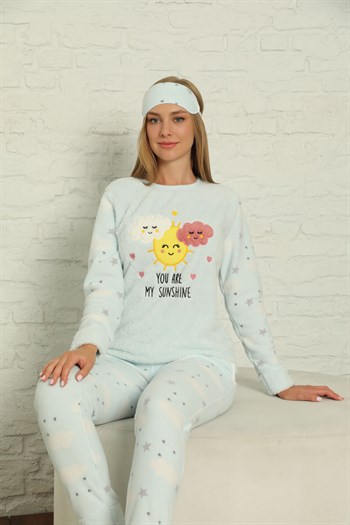 Akbeniz Welsoft Polar Kadın Manşetli Pijama Takımı 8430