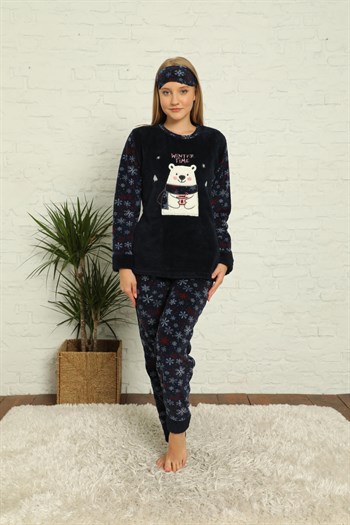 Akbeniz Welsoft Polar Kadın Manşetli Pijama Takımı 8441