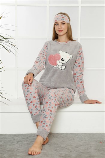 Akbeniz Welsoft Polar Kadın Manşetli Pijama Takımı 8402