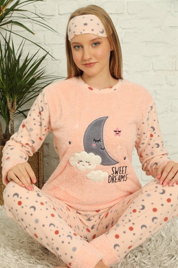 Akbeniz Welsoft Polar Kadın Manşetli Pijama Takımı 8436