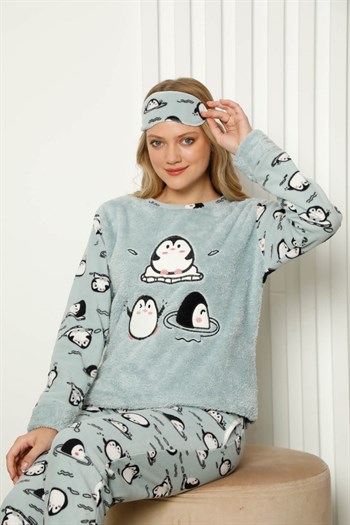 Akbeniz Welsoft Polar Kadın Manşetli Pijama Takımı 8419