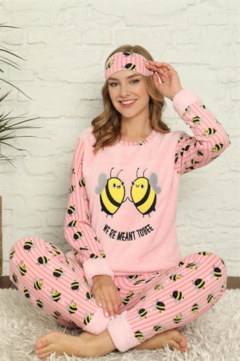 Akbeniz Welsoft Polar Kadın Manşetli Pijama Takımı 8427