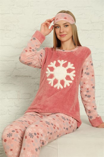Akbeniz Welsoft Polar Kadın Manşetli Pijama Takımı 8422