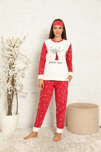 Akbeniz Welsoft Polar Kadın Manşetli Pijama Takımı 8443