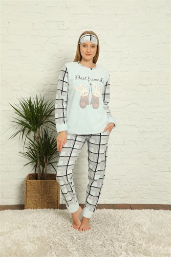 Akbeniz Welsoft Polar Kadın Manşetli Pijama Takımı 8437