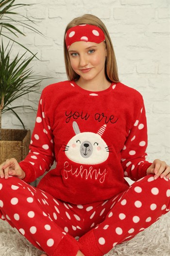 Akbeniz Welsoft Polar Kadın Manşetli Pijama Takımı 8401