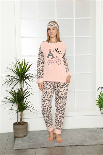 Akbeniz Welsoft Polar Kadın Manşetli Pijama Takımı 8402
