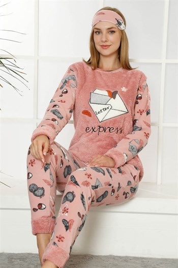 Akbeniz Welsoft Polar Kadın Manşetli Pijama Takımı 8404