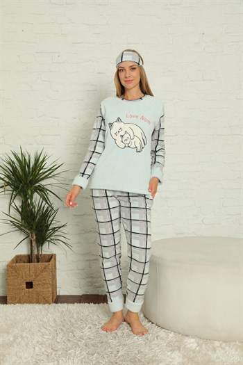 Akbeniz Welsoft Polar Kadın Manşetli Pijama Takımı 8432