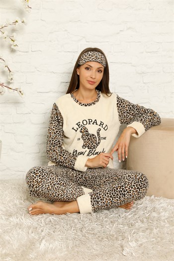 Akbeniz Welsoft Polar Kadın Manşetli Pijama Takımı 8445
